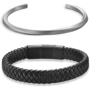 Bracelets for Mens, Natural Tiger Eye Lava Rock Beaded, Silver Stainless Steel